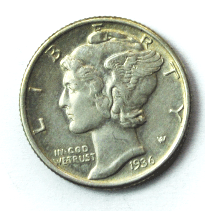 1936 10c Mercury Silver Dime Rare Ten Cents Philadelphia AU