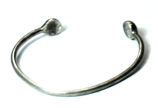 Sterling Silver TM-269 3mm Bar Cuff Round 9mm Ends 7" Wrist Taxco Mexico