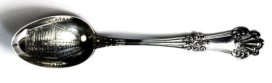 Sterling Silver Mechanics Public Library Chicago Illinois Souvenir Spoon 5-3/8"