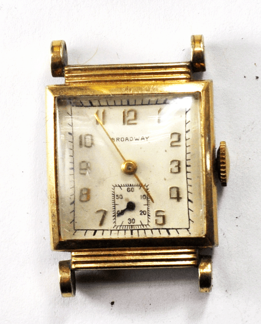Vintage Broadway Consolidated Wristwatch Round Fancy Wheel Lugs 22mm