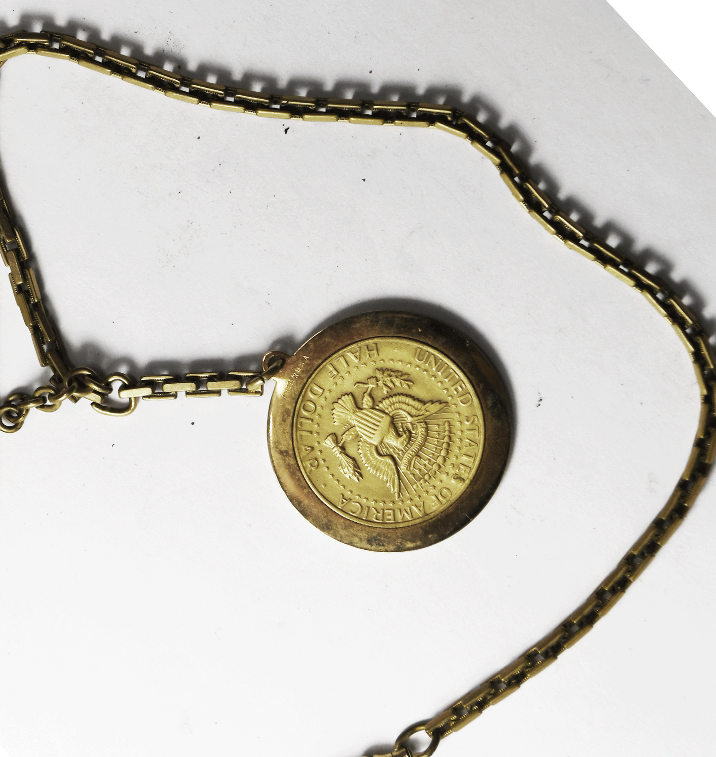 Gold Filled Pocket Watch Albert 4mm Chain 14" Gold Plated 1972 50c Fob