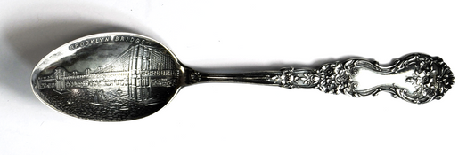 Sterling Shepard 1904 Brooklyn Bridge Souvenir Spoon 5-1/8"