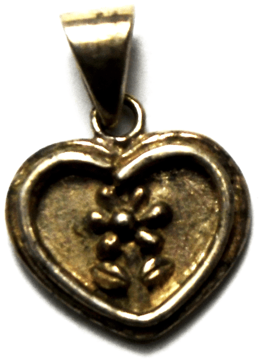 Sterling Silver JM Flower Heart Pendant 26mm x 18mm