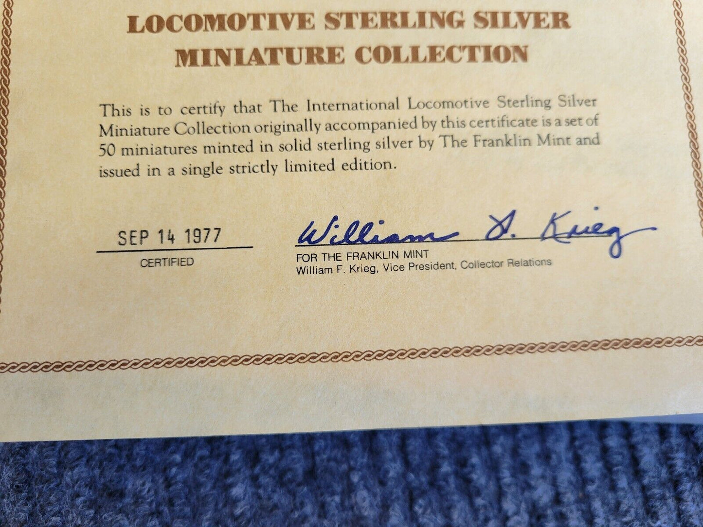 50pc. International Locomotive Miniature Sterling Bar Collection Franklin Mint