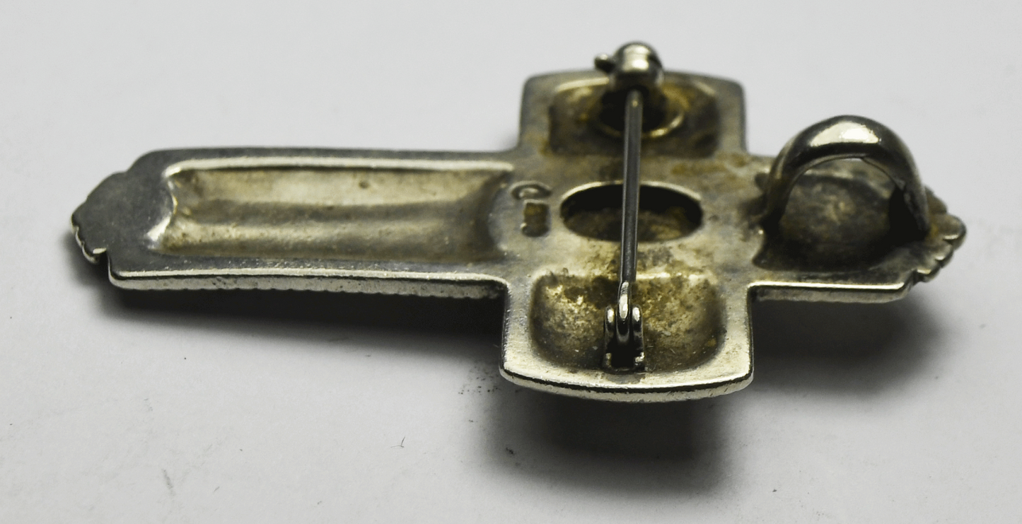 Sterling Silver Carolyn Pollack Inlay Cross Pendant Brooch Pin 50mm x 34mm