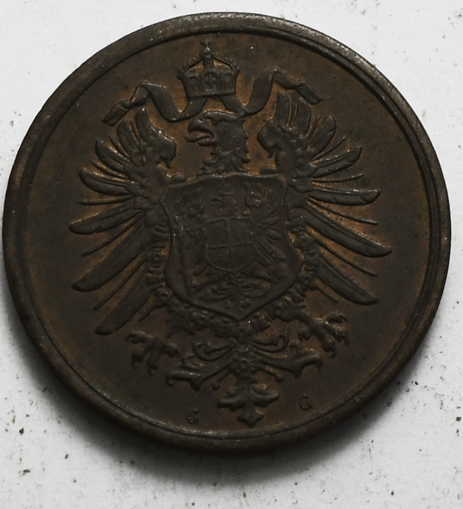 1875 G Germany Empire 2 Two Pfennig KM# 2 Uncirculated