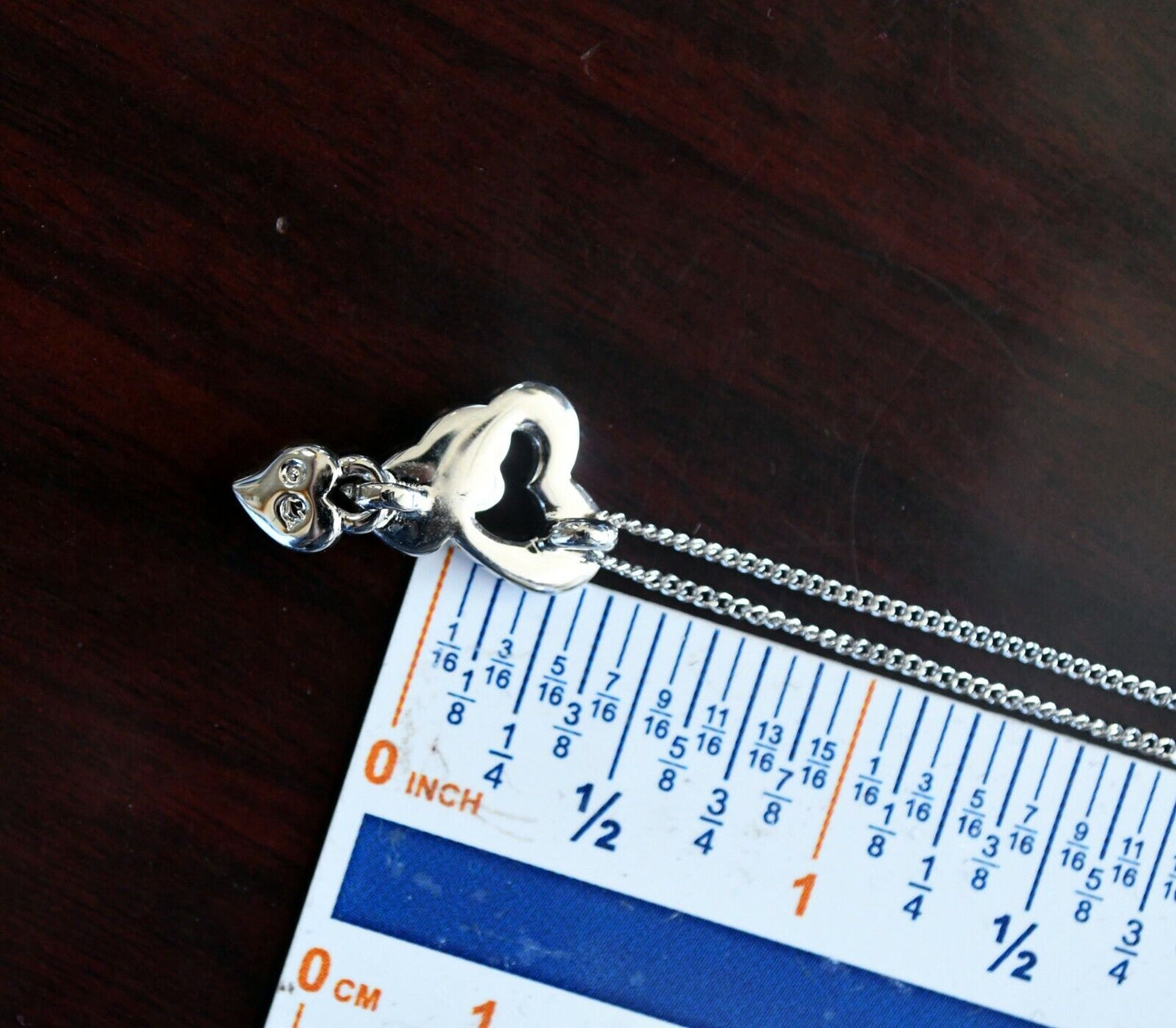 Genuine Swarovski Silver & Red Heart Pendant and 17 1/2" Necklace Austria