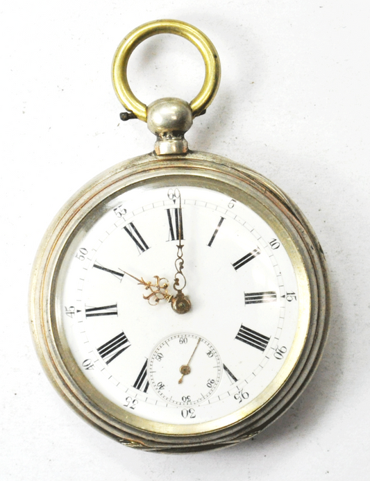 Antique Swiss 8 Rubis Cylindre German Monogram KW KS 49mm 800 Fine Case Running