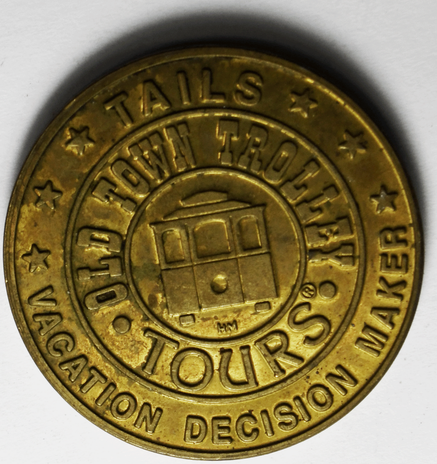Heads Tails Vacation Decision Maker Old Town Trolley Tours Token 38mm