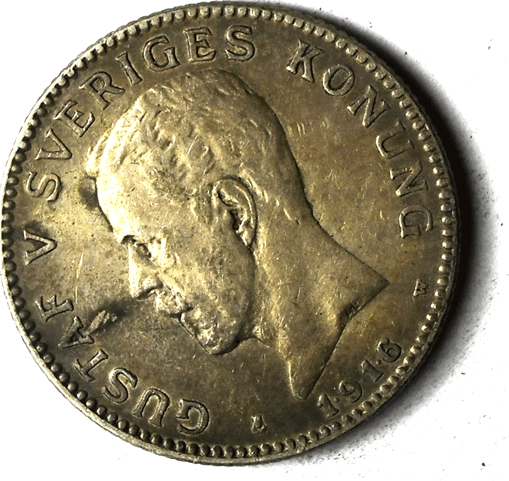 1916 Sweden Krona Silver Coin