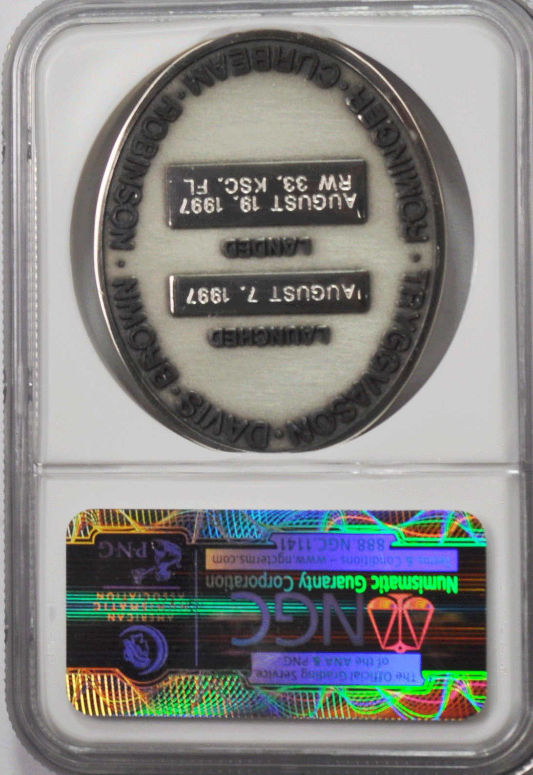 1997 STS-85 Robbins Silver Space Medal Unflown #102 NGC MS66 Discovery