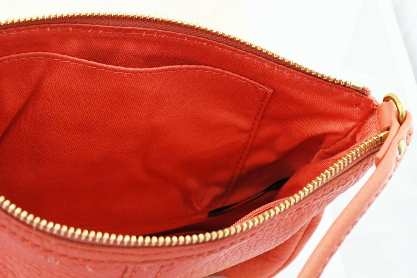 Fossil ELISE Coral Pink Double Zip Leather Crossbody Purse Handbag 10 x 6 1/2"