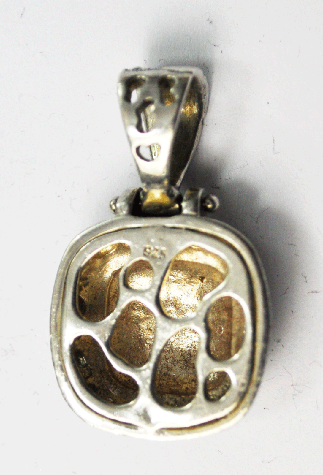 Sterling Silver Marcasite Nugget Center Turtle Shell Halo Pendant 1.25"