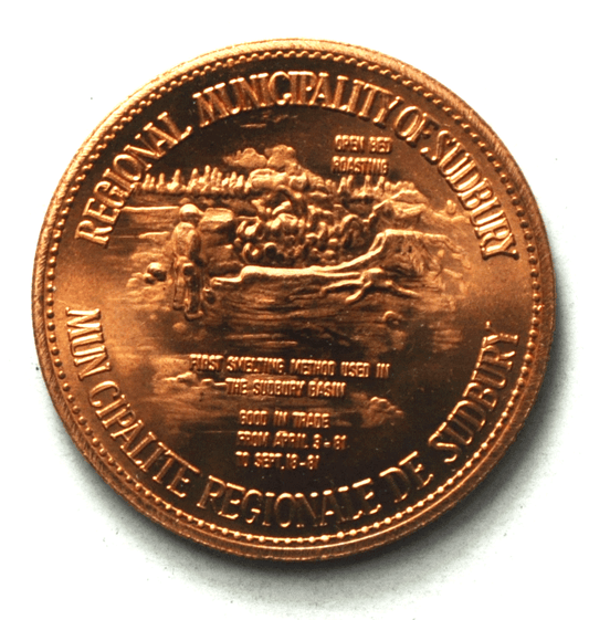 1981`$2 Canada Trade Dollar 38mm Sudbury Smelting Roasting Lumbering