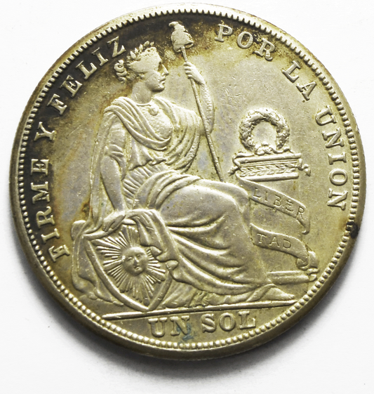 1926 Peru One Sol Silver Coin KM# 218.1
