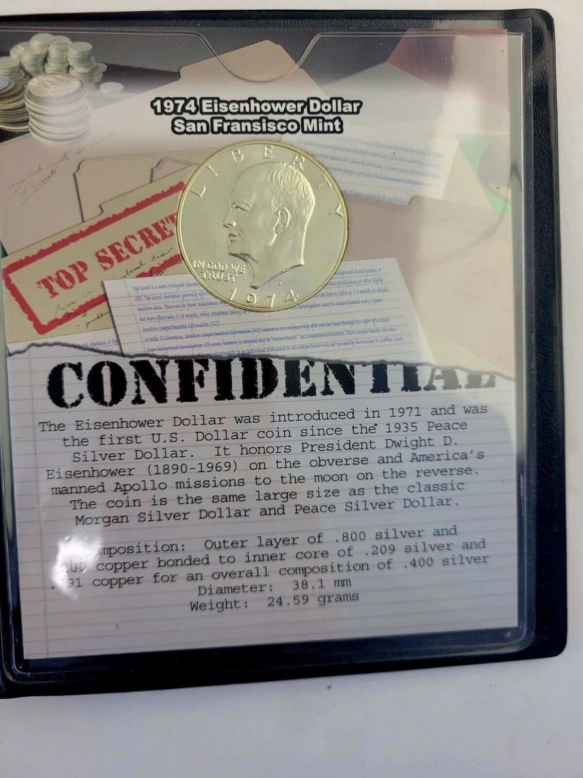 1974-S Eisenhower Dollar 40% Silver Uncirculated  Never Released for Circulation