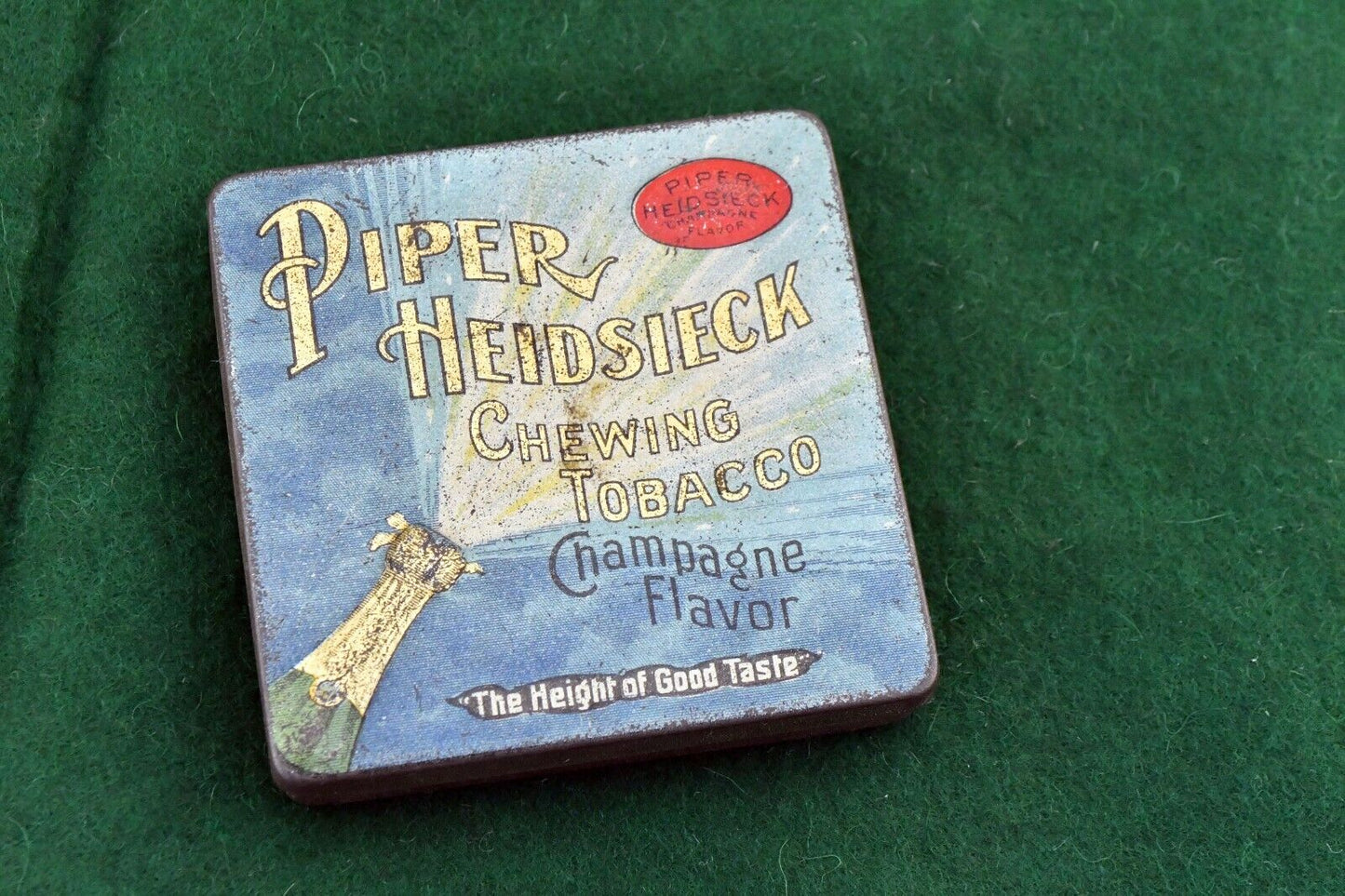 Piper Heidsieck Chewing Tobacco Champagne Flavor Tin Container 3" x 3" x 1/2"