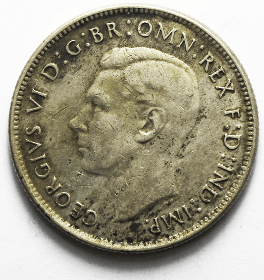 1944 m Australia Florin Silver Coin KM# 40
