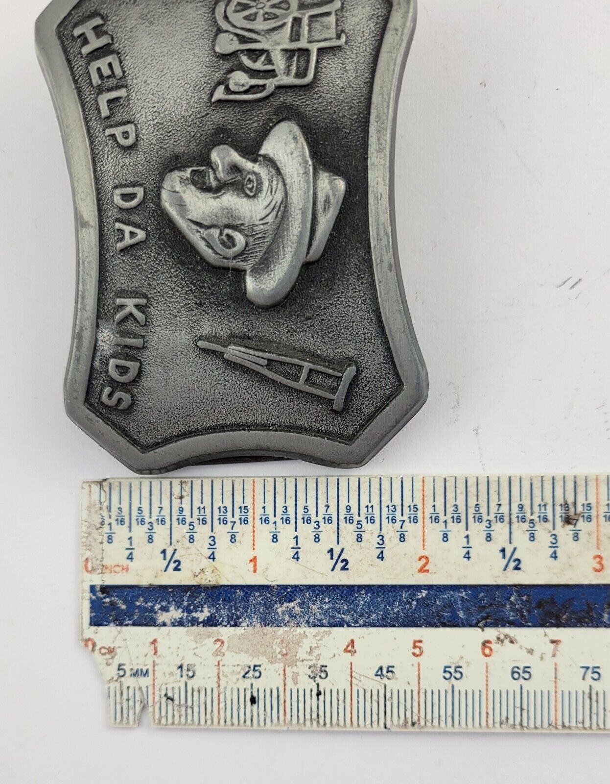 Jimmy Durante Help Da Kids Belt Buckle Regis Fabrication, Meriden, Conn. Vintage