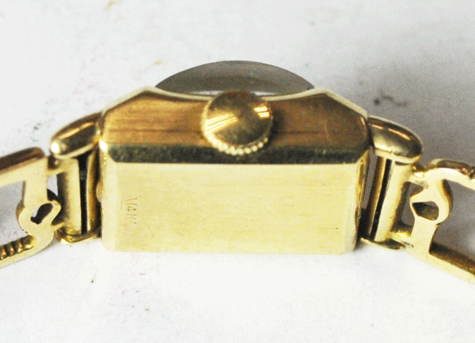Ladies Abercrombie & Fitch Paul Vallette 17J Wristwatch 14k Fox Hunting 14mm