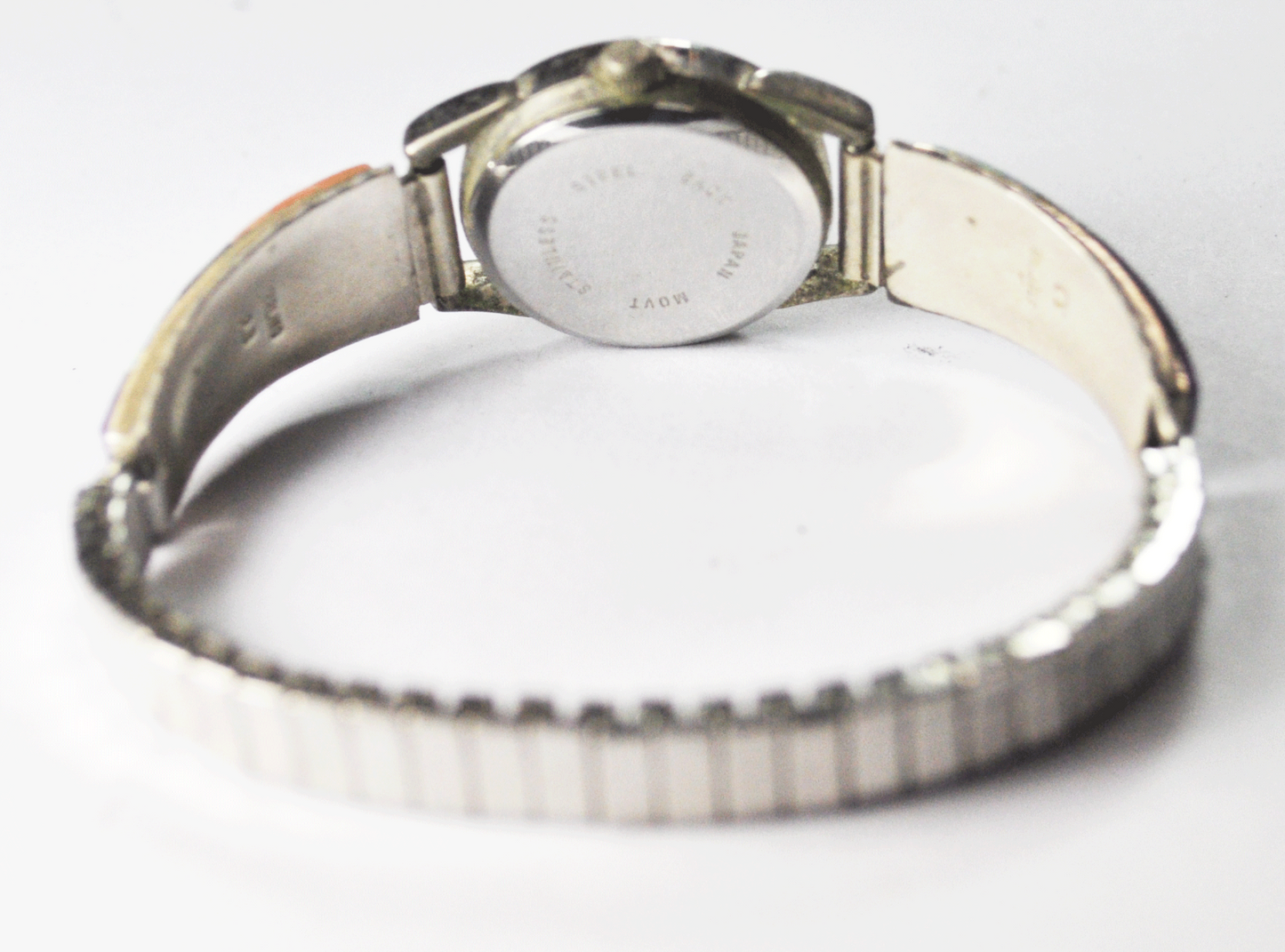 Quartz White Dial 23mm Wristwatch Sterling Silver 11mm Inlay Band RB