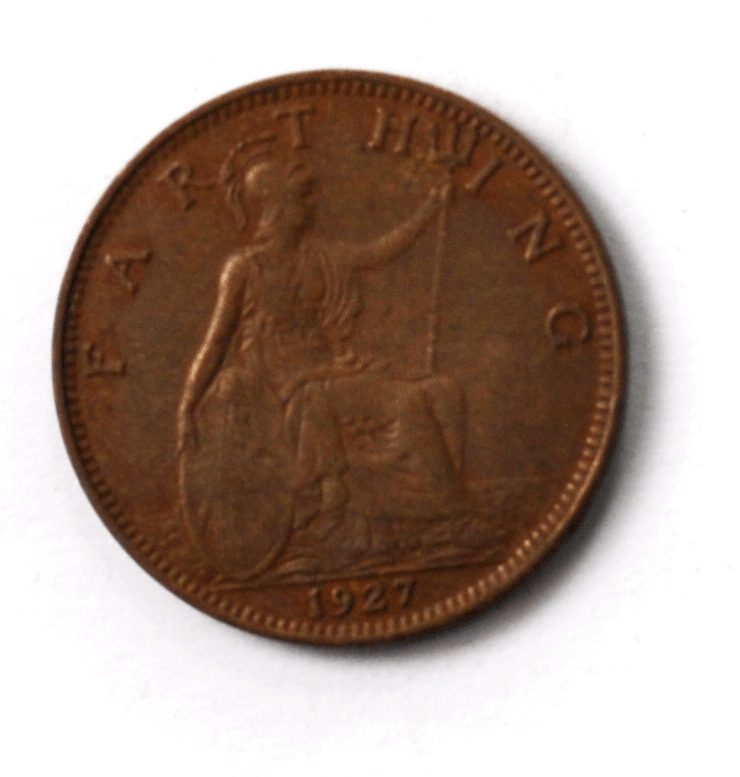 1927 1F Great Britain Farthing Bronze Coin