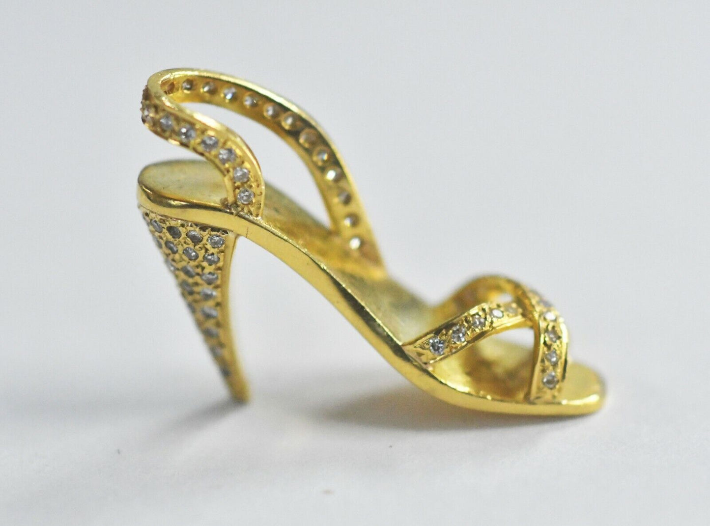 Fancy 14k Yellow Gold & 1ctw. Diamond Ladies Heel Shoe Pendant 6.2 grams 1" Wide