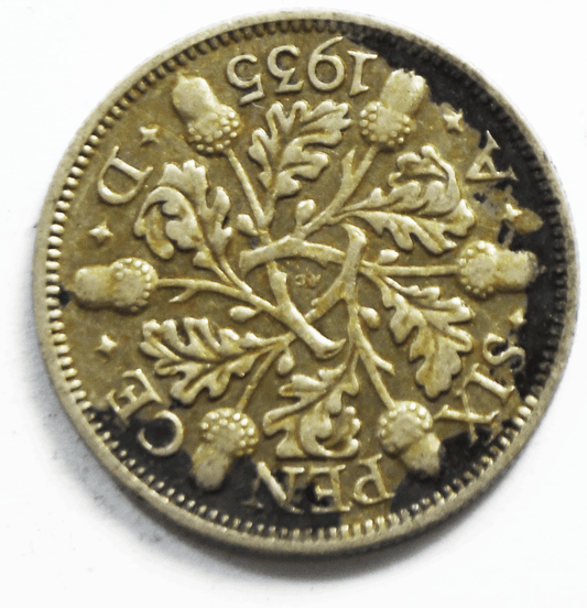 1935 Great Britain 6 Six Pence KM# 832 Silver Coin