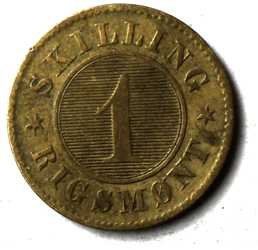 1863(c) Denmark Skilling Rigsmont KM# 763 Bronze Coin