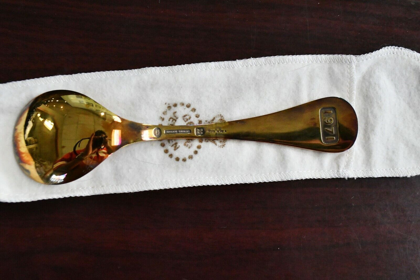 1971 Georg Jensen Annual Cherry Blossom Gold Wash Sterling Spoon Enameled 6"