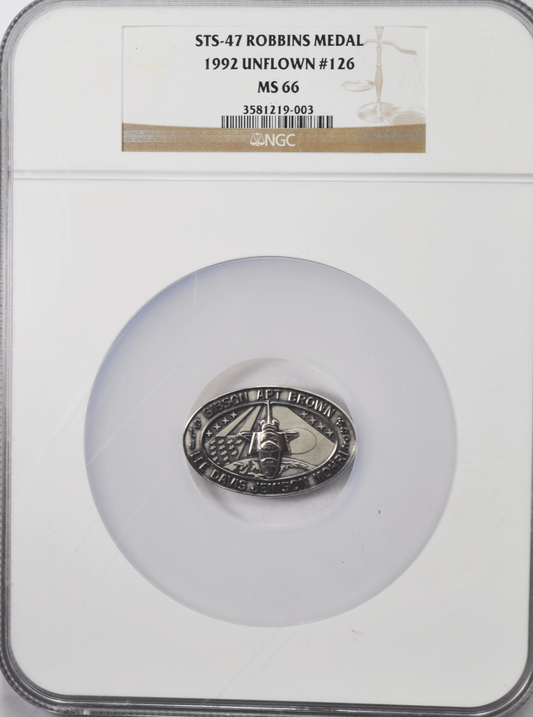 1992 STS-47 Robbins Silver Space Medal Unflown #126 NGC MS66 Endeavour