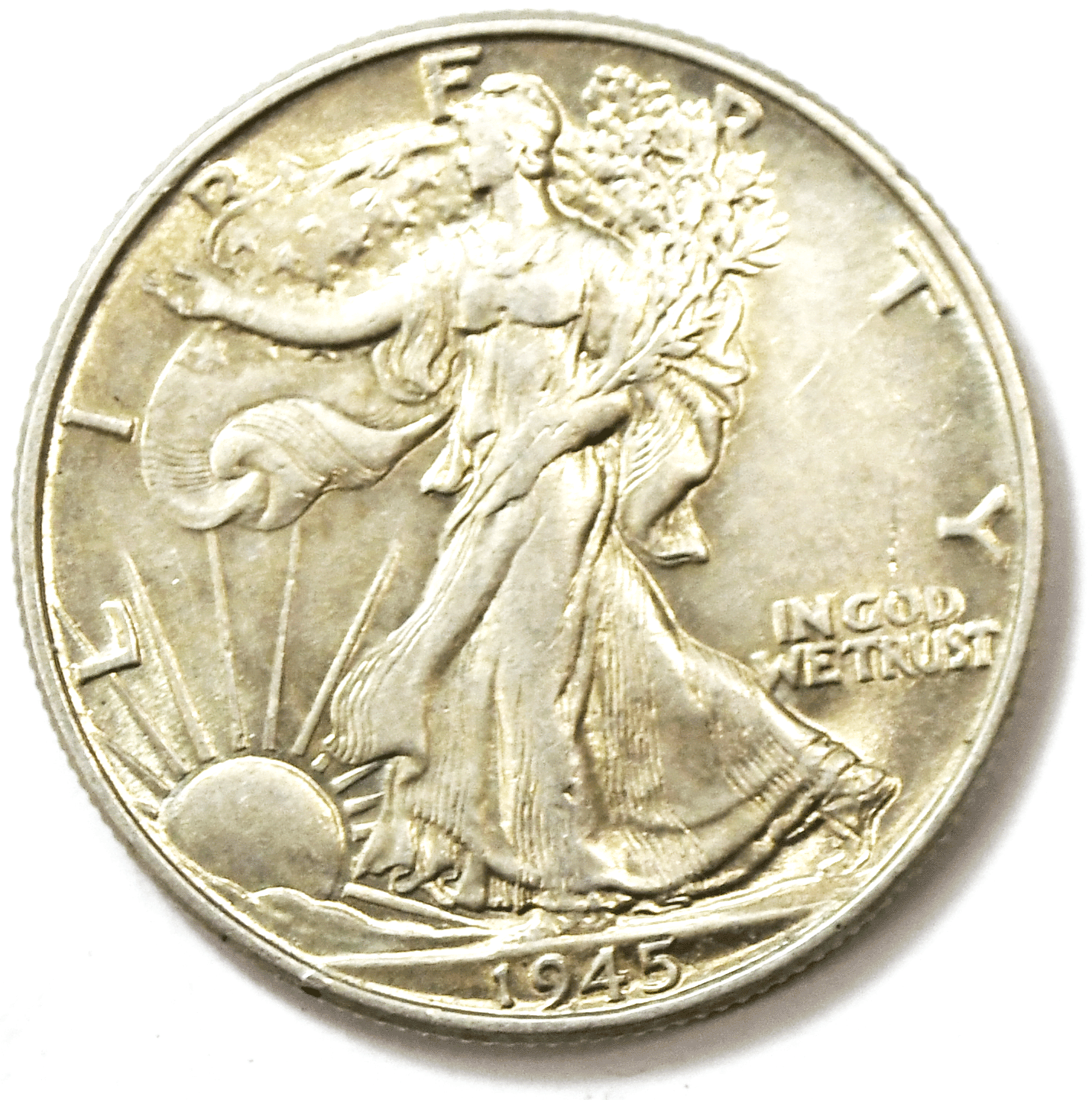 1945 50c Walking Half Dollar Silver Fifty Cents Philadelphia AU