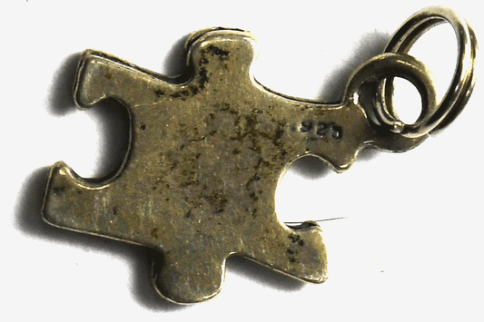 Sterling Silver Puzzle Piece Jigsaw Autism Charm 18mm x 12mm