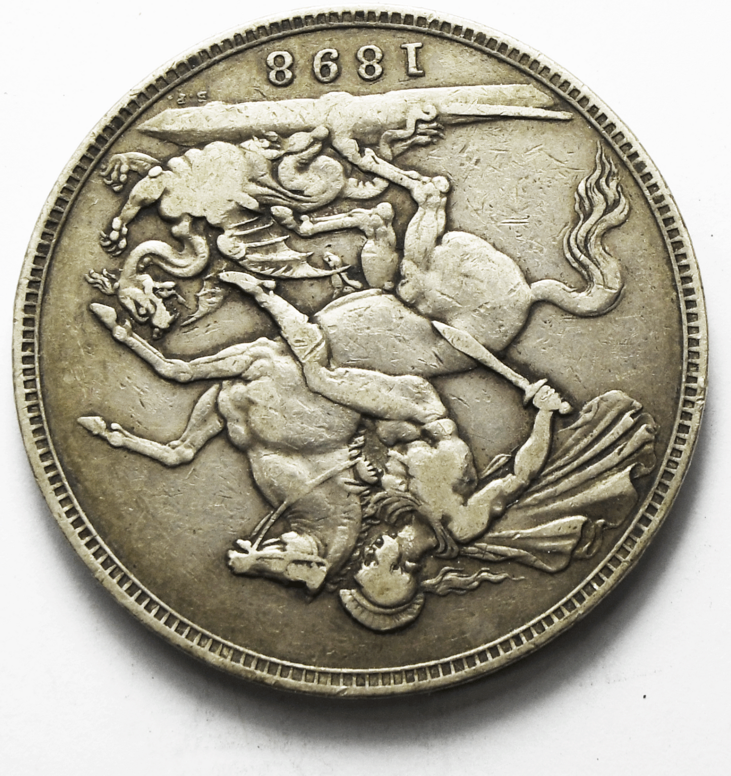 1898 LXII Great Britain Crown Silver Coin KM# 765 Low Mintage