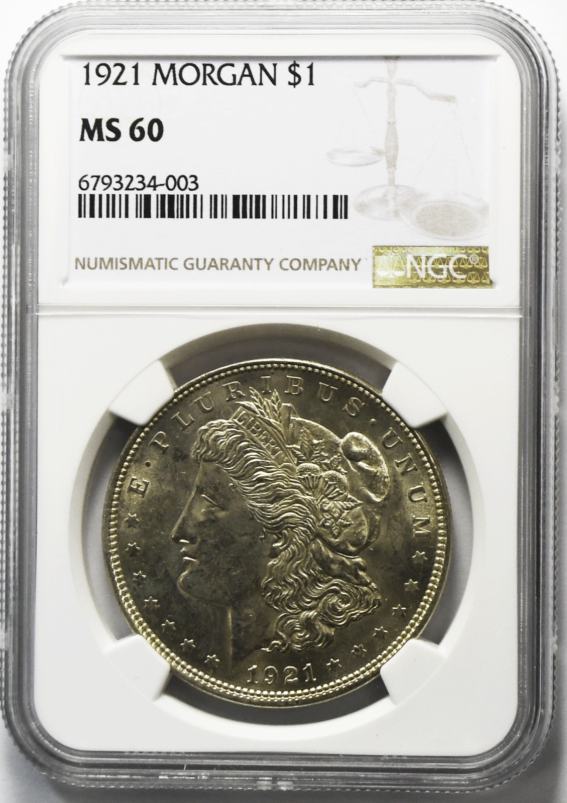 1921 $1 Morgan Silver Dollar MS61 NGC Uncirculated Philadelphia