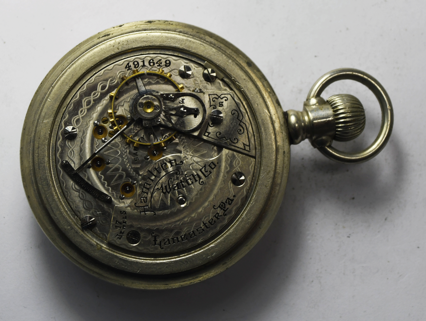 1905 Hamilton Size 18 Grade 924 OF Pocket Watch OF Silverode Case LS