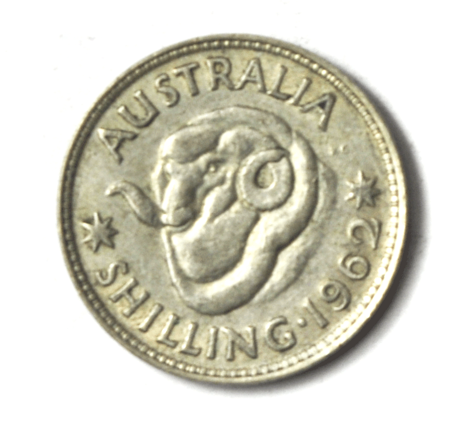 1962 m Australia Shilling Silver Coin KM# 59