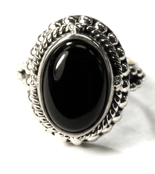 Sterling Silver Samuel B Black Onyx Oval 20mm Size 5-3/4 Ring