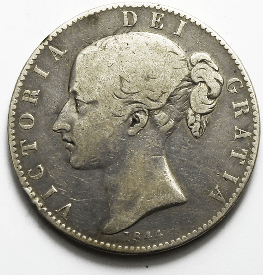 1844 Great Britain Crown Silver Coin KM# 765 Only 94,000 Minted