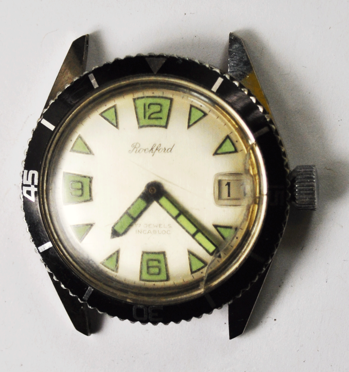 Vintage Rockford 17 Jewels Manual Wind Wristwatch Bennett 1803 35mm Sport Diver
