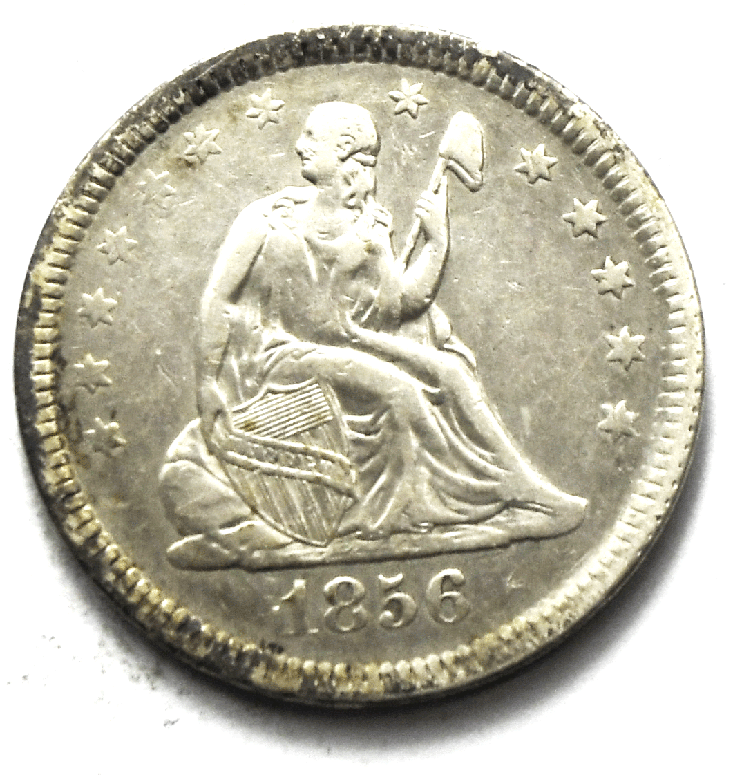1856 25c Seated Liberty Silver Quarter Dollar Philadelphia