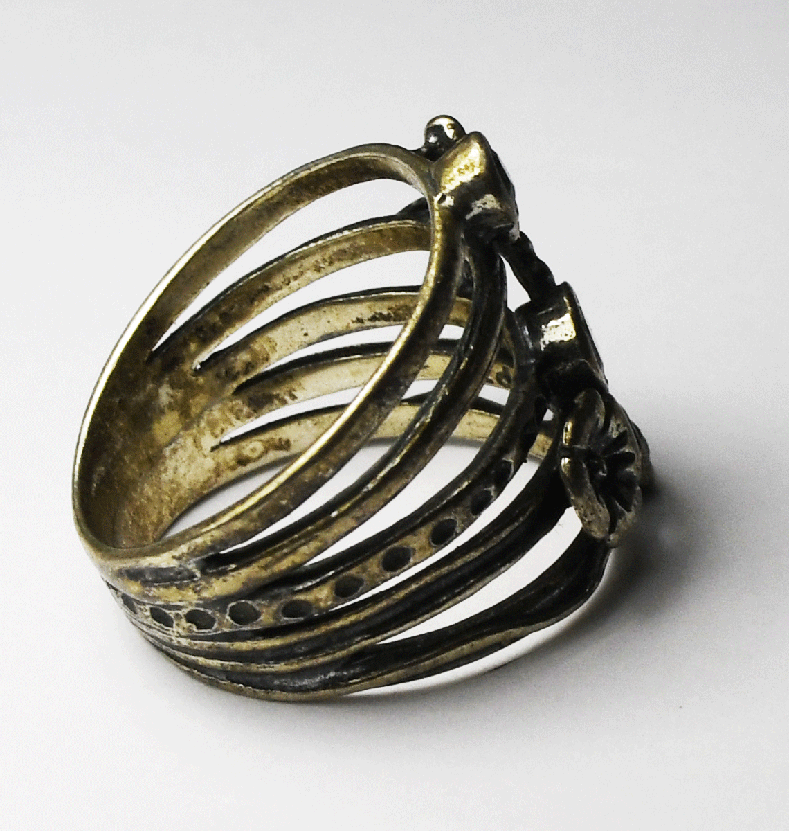 Sterling Or Paz Green Diopside Dragonfly Flower Split 5 Ring 21mm Size 10