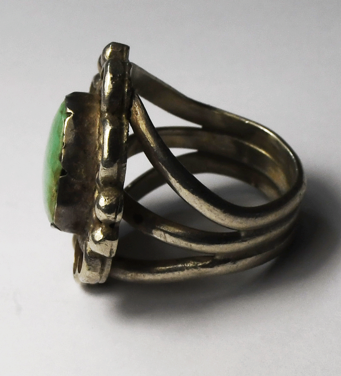 Sterling Silver Green Turquoise Ring 24mm Size 7