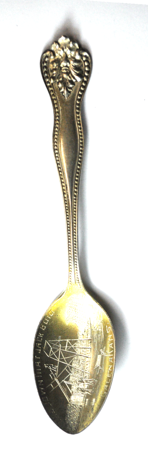 Sterling Silver The Town Jack Built Salina Kansas Souvenir Spoon 5-1/4"