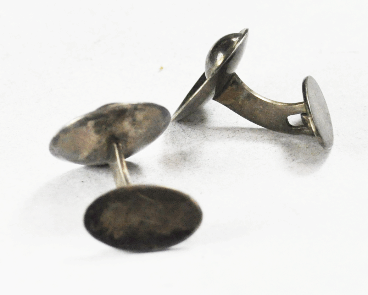 Sterling Silver Brodrene Bjerring Denmark Round Modernist Cufflinks 20mm