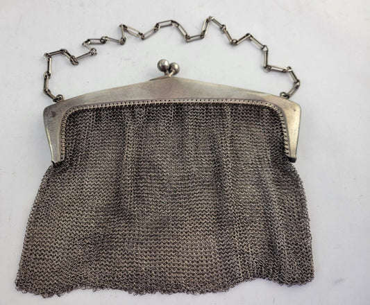 Geschutzt Sterling Silver Mesh Link Purse Germany Vintage Monogrammed 4.5oz