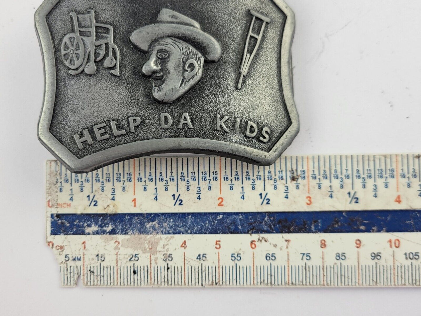 Jimmy Durante Help Da Kids Belt Buckle Regis Fabrication, Meriden, Conn. Vintage