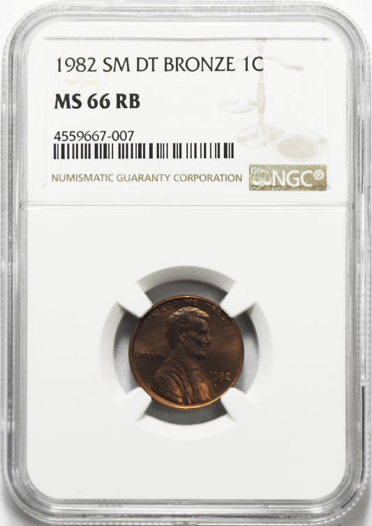 1982 1c Lincoln Memorial Cent One Penny NGC MS 66 RB Small Date Bronze Top Pop