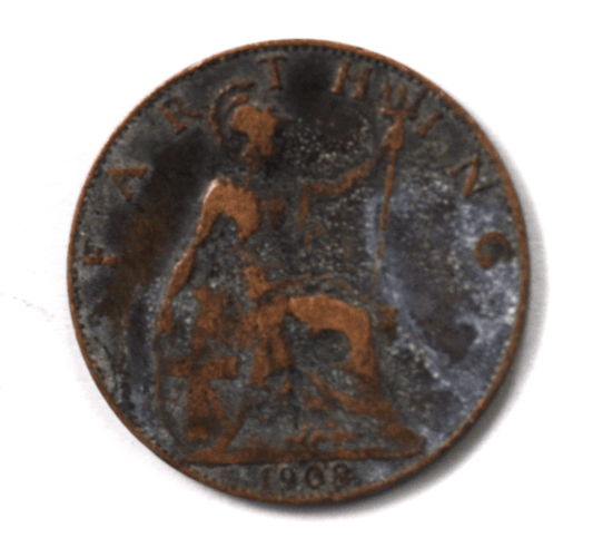 1908 1F Great Britain Farthing Bronze Coin