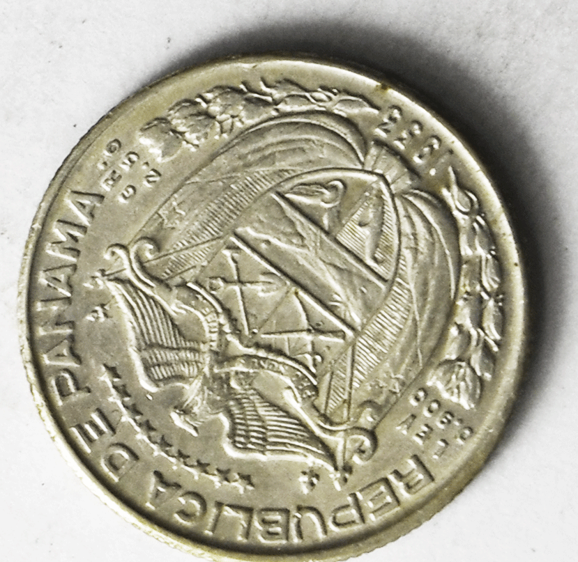 1953 Panama 1/10 Tenth Balboa Silver Coin KM# 18 Uncirculated